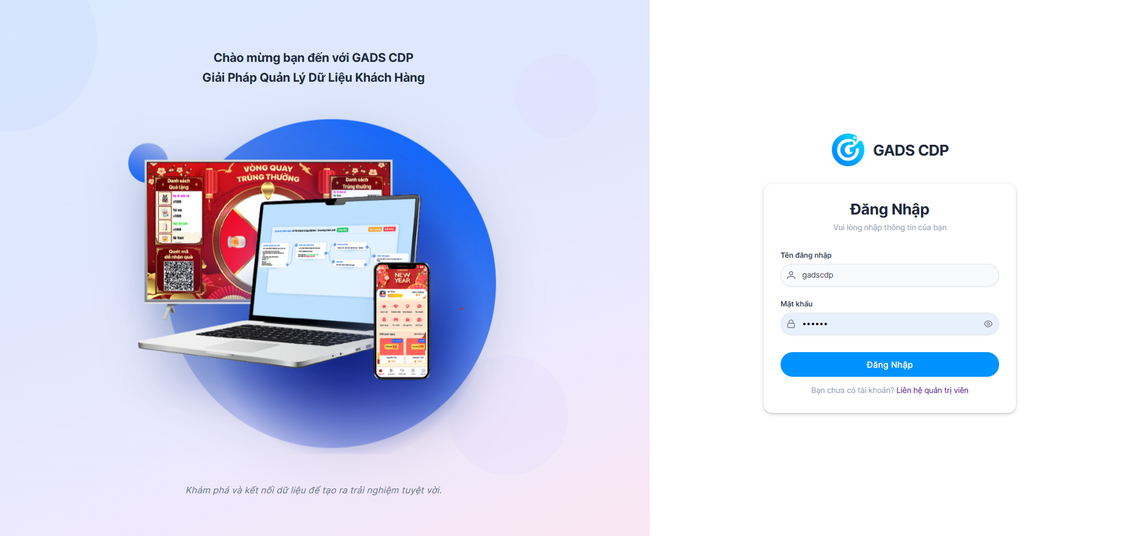 Màn hình đăng nhập GADS CDP