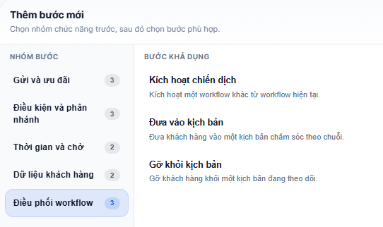 Nhóm bước: Điều phối workflow