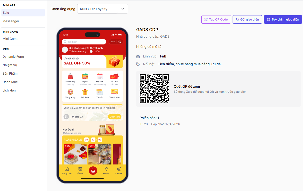 Tổng quan cấu hình Mini App