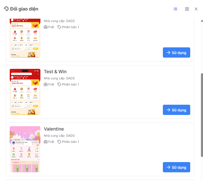 Cấu hình bố cục Mini App Zalo