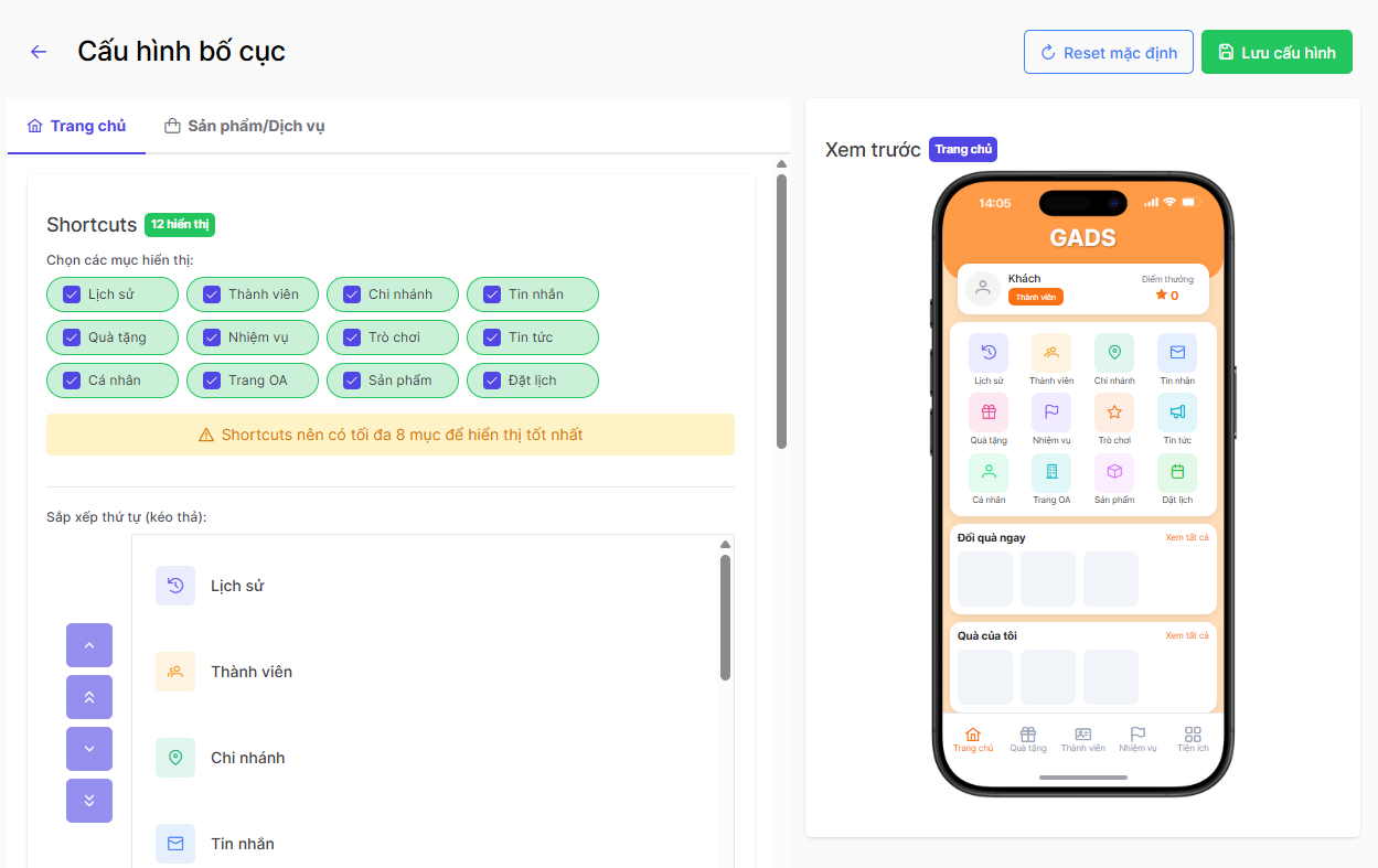 Đổi giao diện Mini App ở Messenger