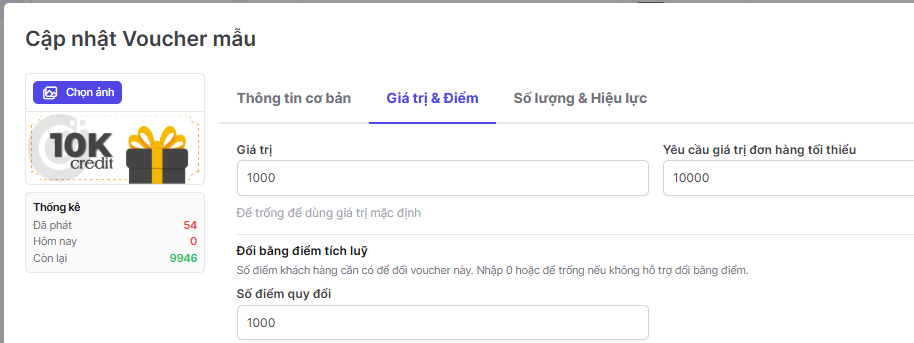 Voucher - Số lượng & hiệu lực